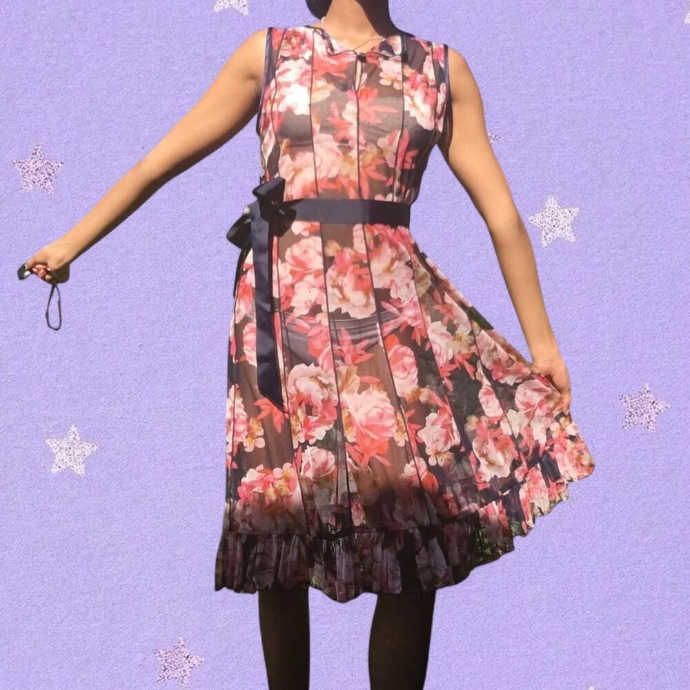 Sheer Floral Midi Dress